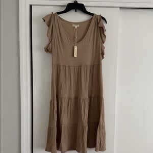 Max Studio Tan Ruffle Mini Dress